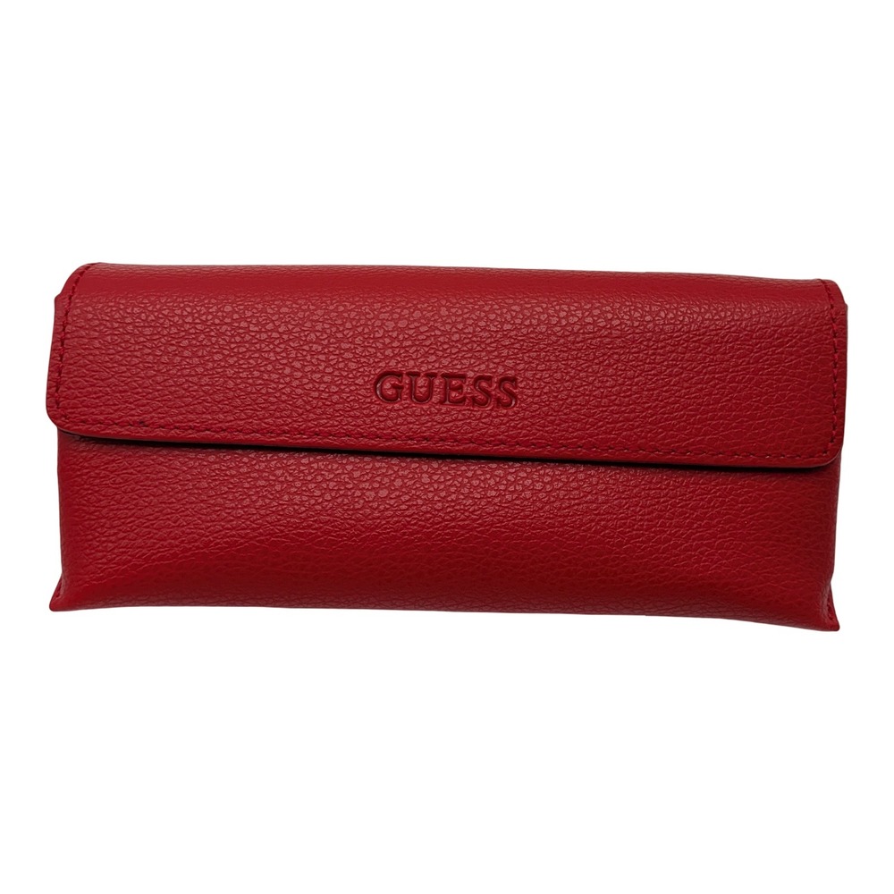GUESS Red Faux Leather Eyeglasses Sunglasses Case with Cleaning Cloth